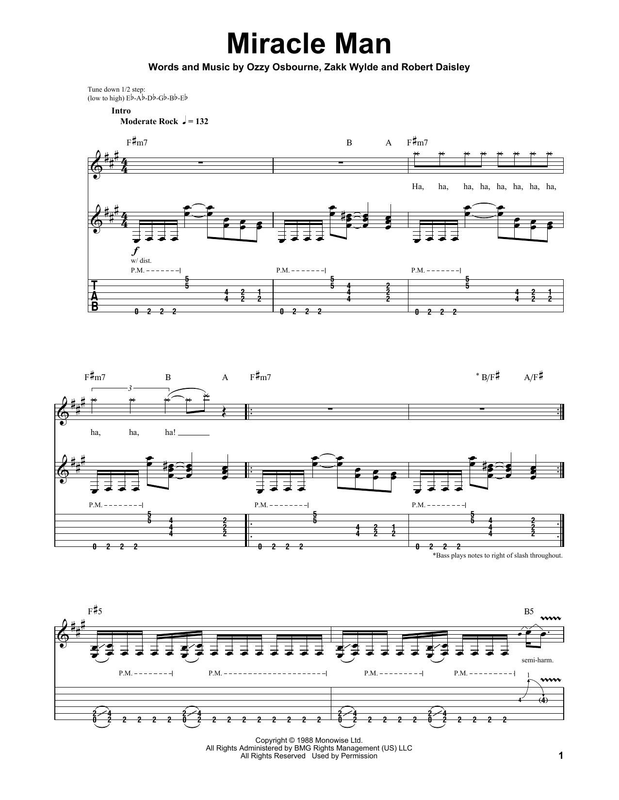 Learn to play Ozzy Osbourne Miracle Man sheet music for Guitar Tab in minutes. Ozzy Osbourne Miracle Man sheet music preview music notes and score for Guitar Tab including 9 page(s)