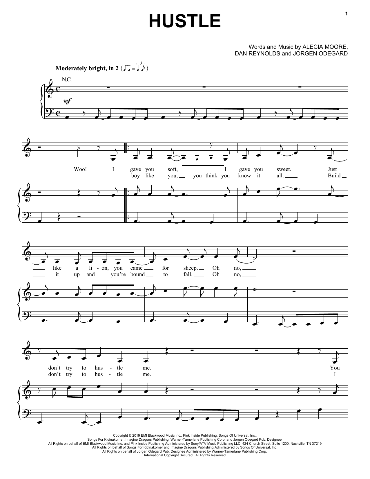 Pink Hustle sheet music, chords, lyrics - Printable PDF for Piano, Vocal & Guitar (Right-Hand Melody)