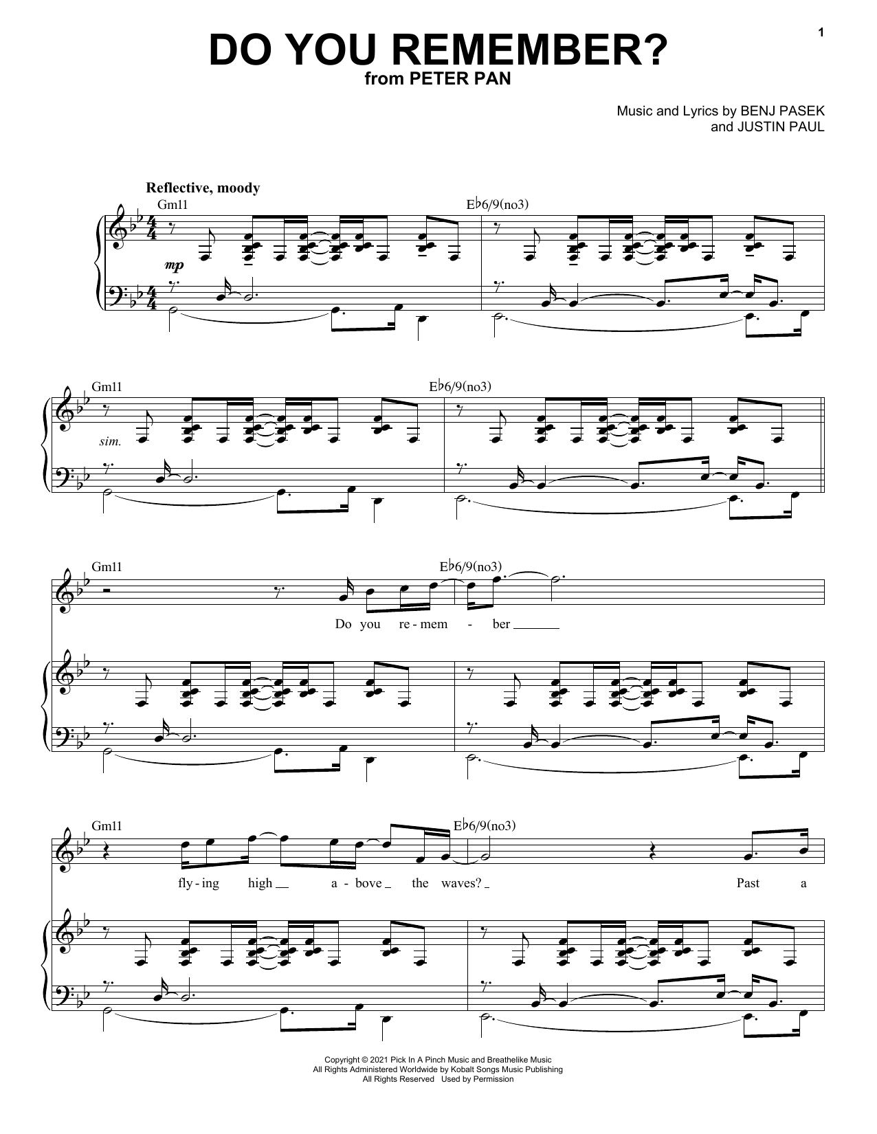 Pasek & Paul Do You Remember? sheet music, chords, lyrics - Printable PDF for Piano & Vocal