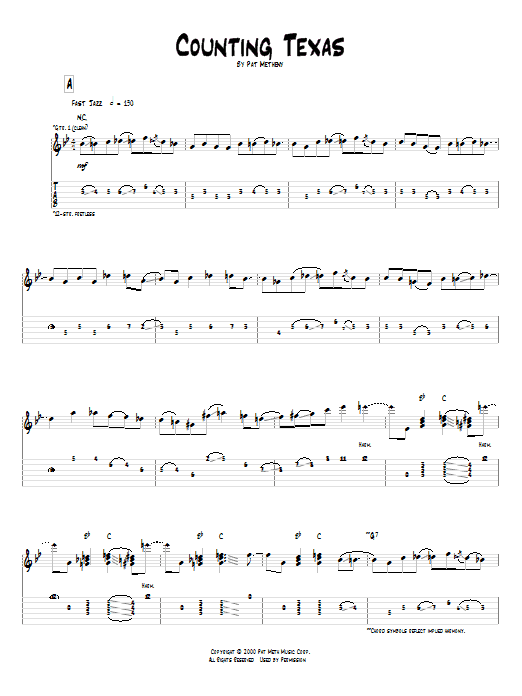 Learn to play Pat Metheny Counting Texas sheet music for Guitar Tab in minutes. Pat Metheny Counting Texas sheet music preview music notes and score for Guitar Tab including 14 page(s)