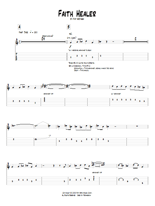 Learn to play Pat Metheny Faith Healer sheet music for Guitar Tab in minutes. Pat Metheny Faith Healer sheet music preview music notes and score for Guitar Tab including 12 page(s)