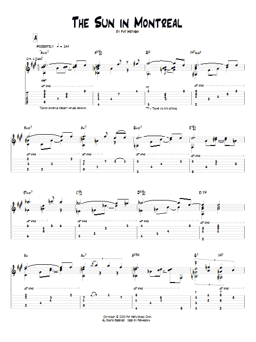 Learn to play Pat Metheny The Sun In Montreal sheet music for Guitar Tab in minutes. Pat Metheny The Sun In Montreal sheet music preview music notes and score for Guitar Tab including 12 page(s)