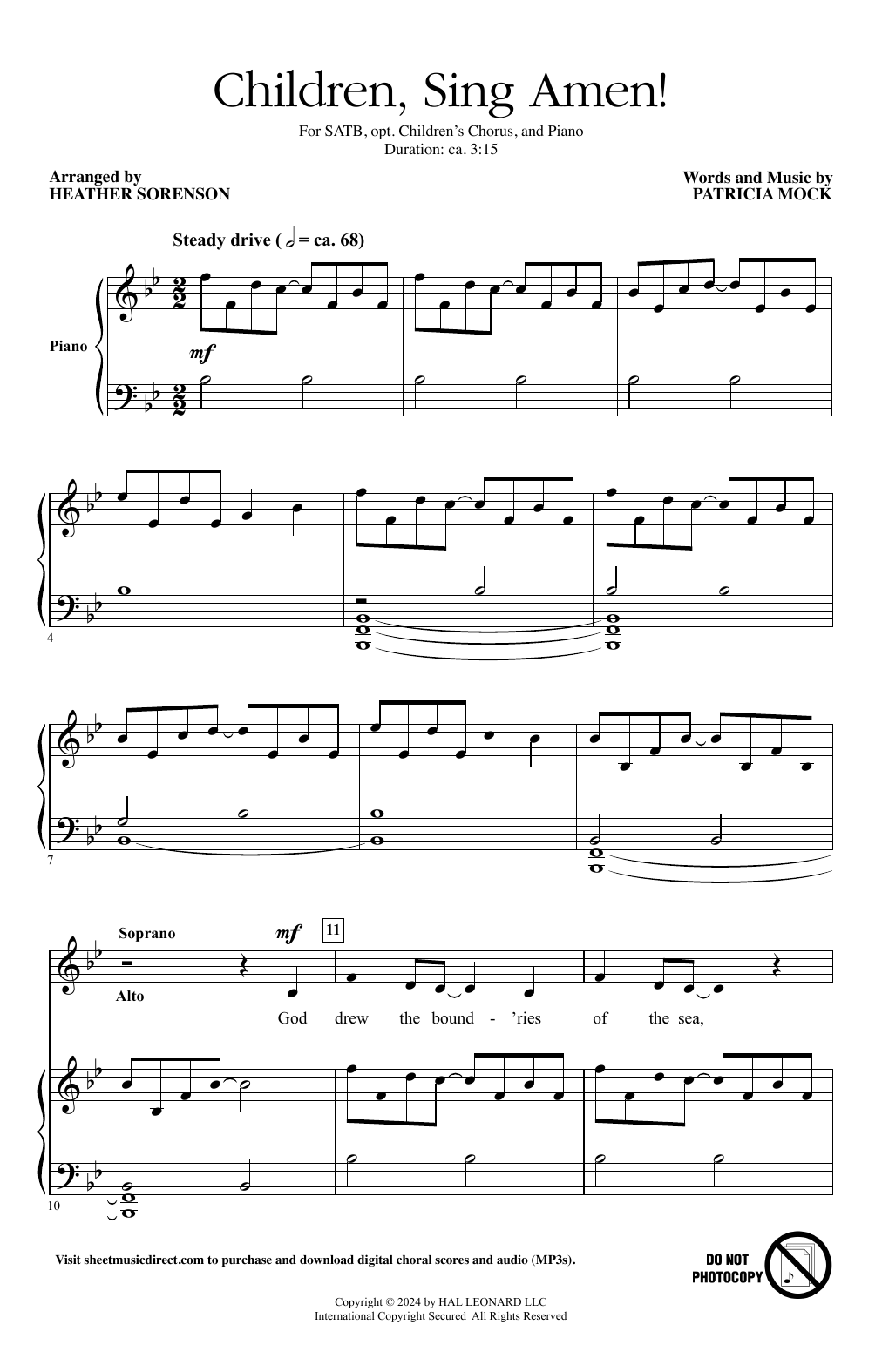 Patricia Mock Children, Sing Amen! (arr. Heather Sorenson) sheet music, chords, lyrics - Printable PDF for SATB Choir