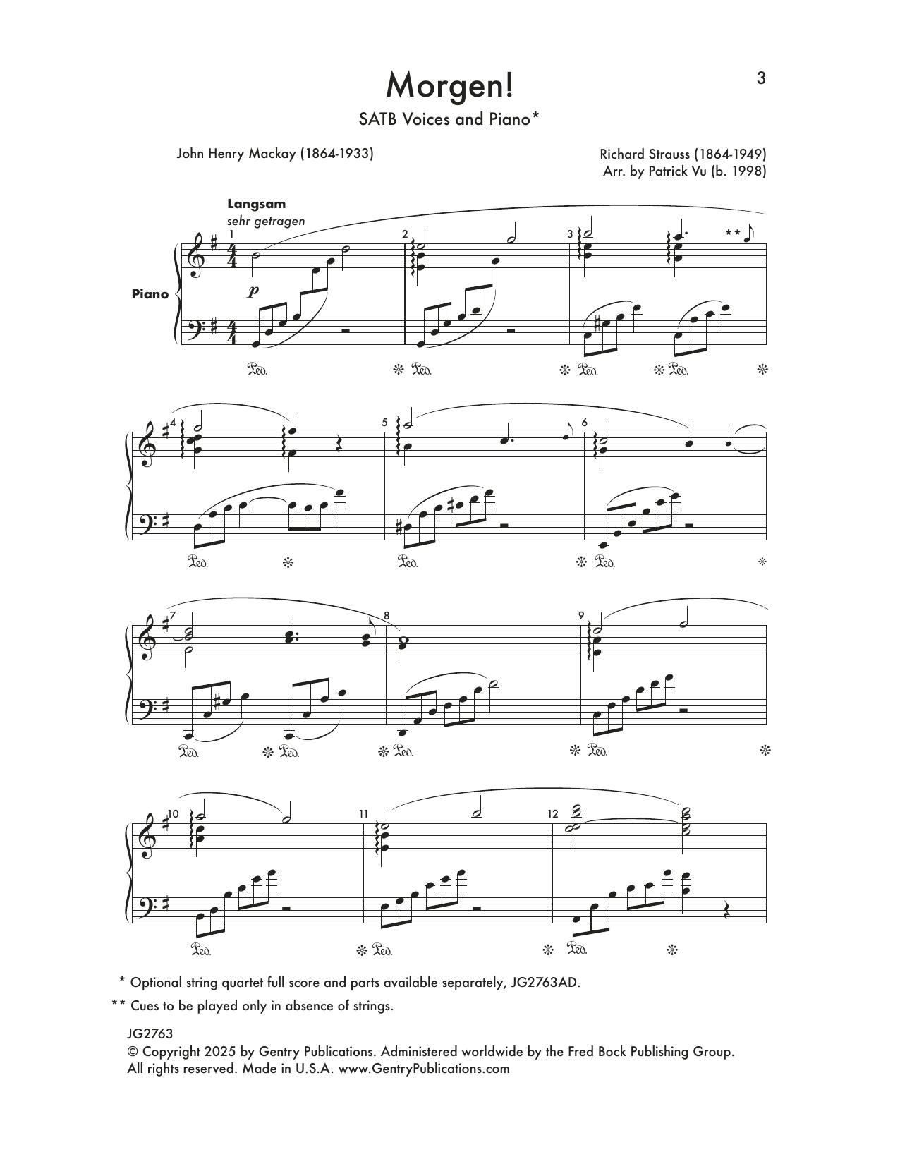 Patrick Vu Morgen! sheet music, chords, lyrics - Printable PDF for SATB Choir