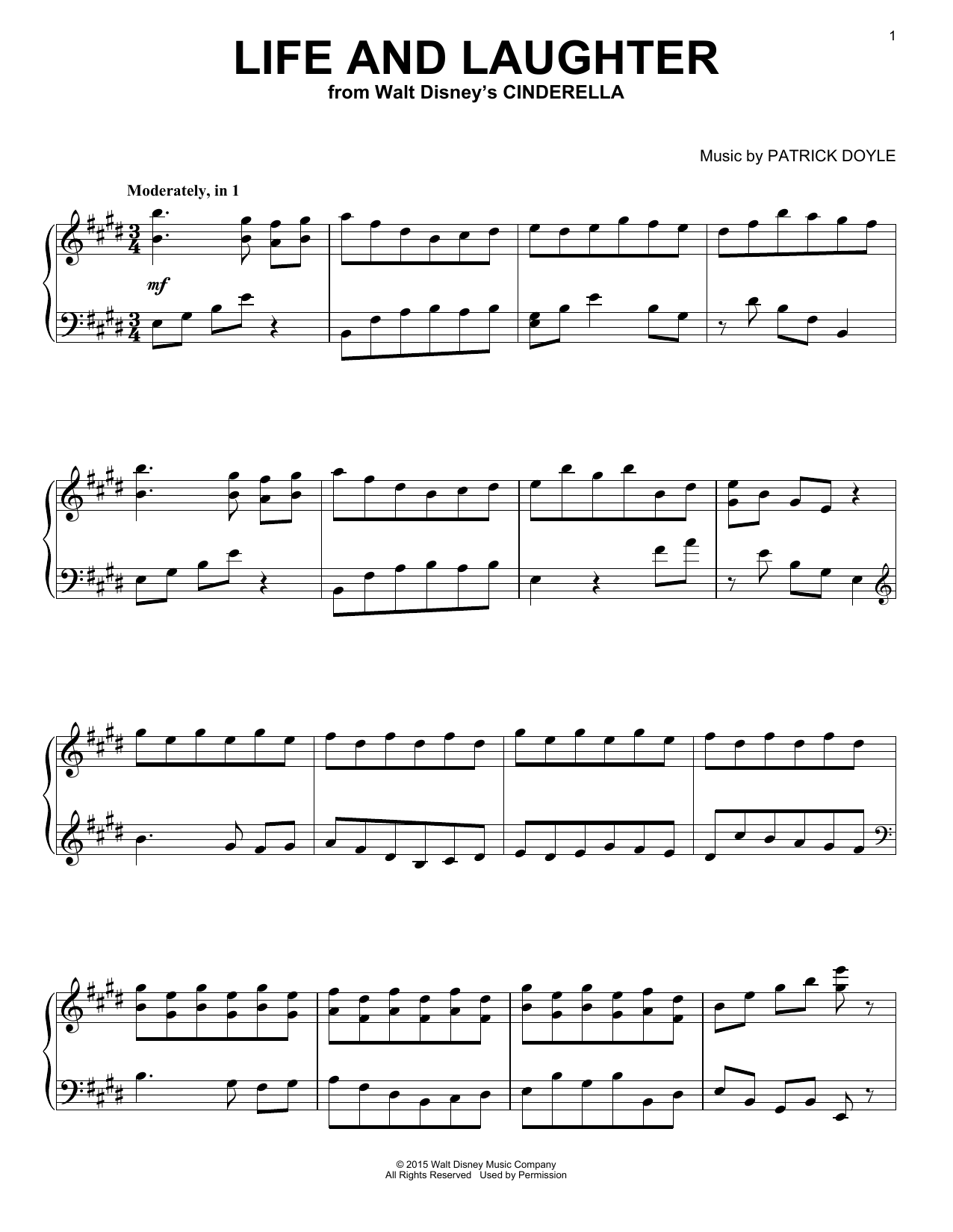 Learn to play Patrick Doyle Life And Laughter sheet music for Easy Piano in minutes. Patrick Doyle Life And Laughter sheet music preview music notes and score for Easy Piano including 5 page(s)