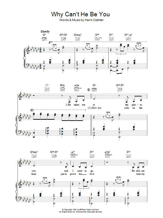 Learn to play Patsy Cline Why Can't He Be You sheet music for Piano, Vocal & Guitar in minutes. Patsy Cline Why Can't He Be You sheet music preview music notes and score for Piano, Vocal & Guitar including 6 page(s)