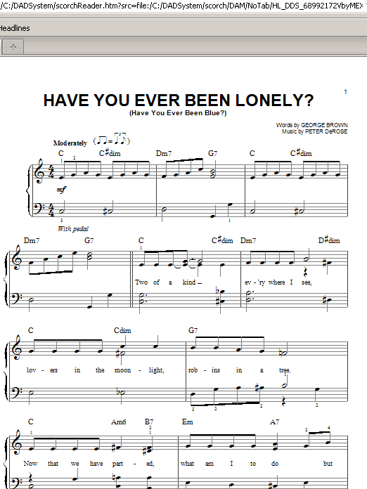 Patsy Cline & Jim Reeves Have You Ever Been Lonely? (Have You Ever Been Blue?) sheet music preview music notes and score for E-Z Play Today including 2 page(s)