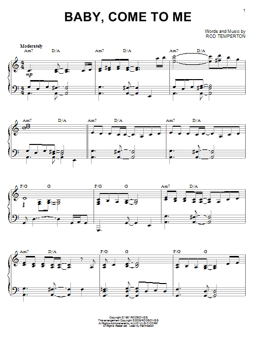Patti Austin with James Ingram Baby, Come To Me sheet music, chords, lyrics - Printable PDF for Piano