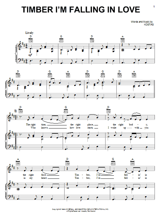 Learn to play Patty Loveless Timber I'm Falling In Love sheet music for Lyrics & Chords in minutes. Patty Loveless Timber I'm Falling In Love sheet music preview music notes and score for Lyrics & Chords including 2 page(s)