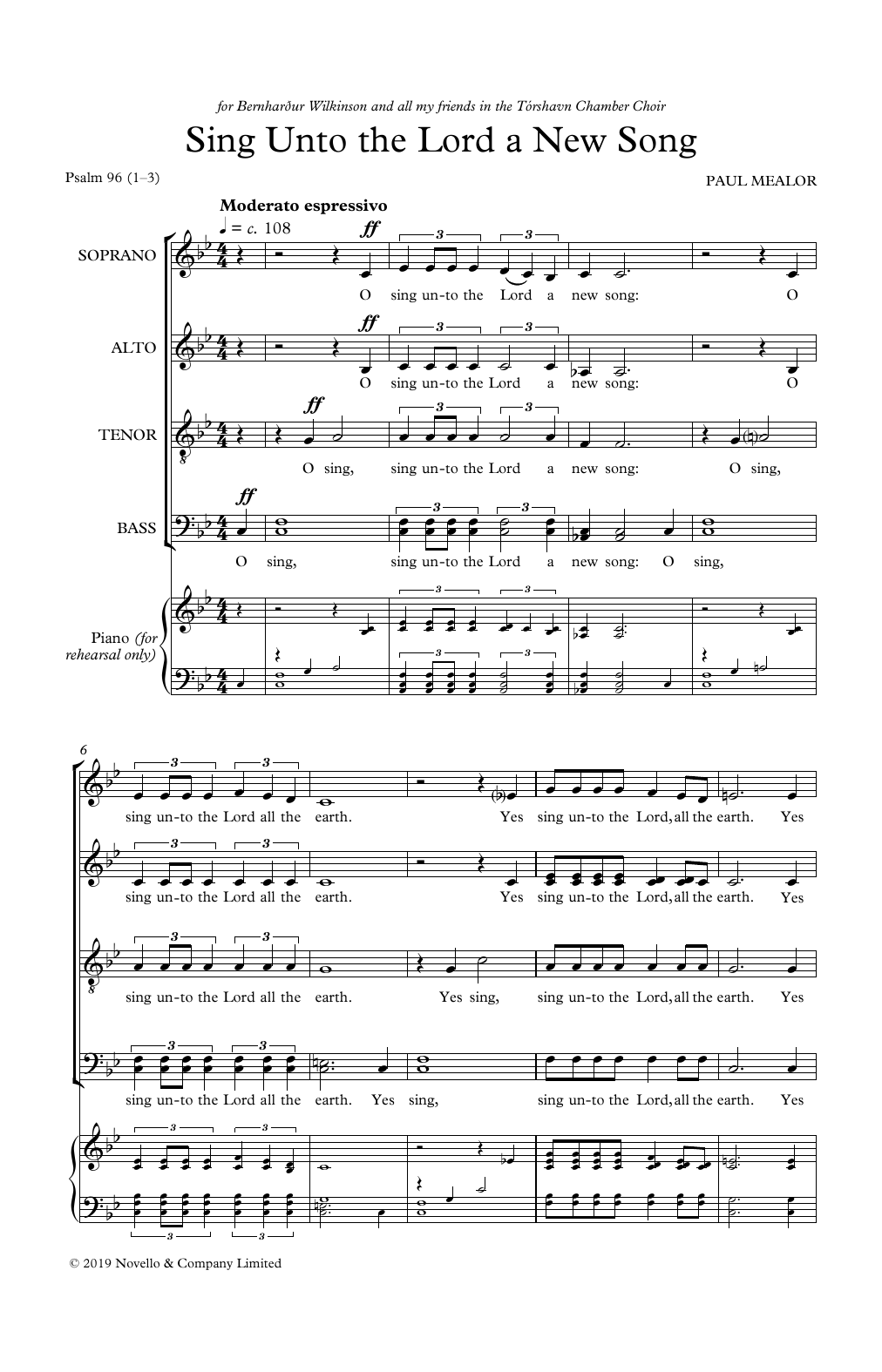 Paul Mealor Sing Unto The Lord A New Song sheet music, chords, lyrics - Printable PDF for SATB Choir
