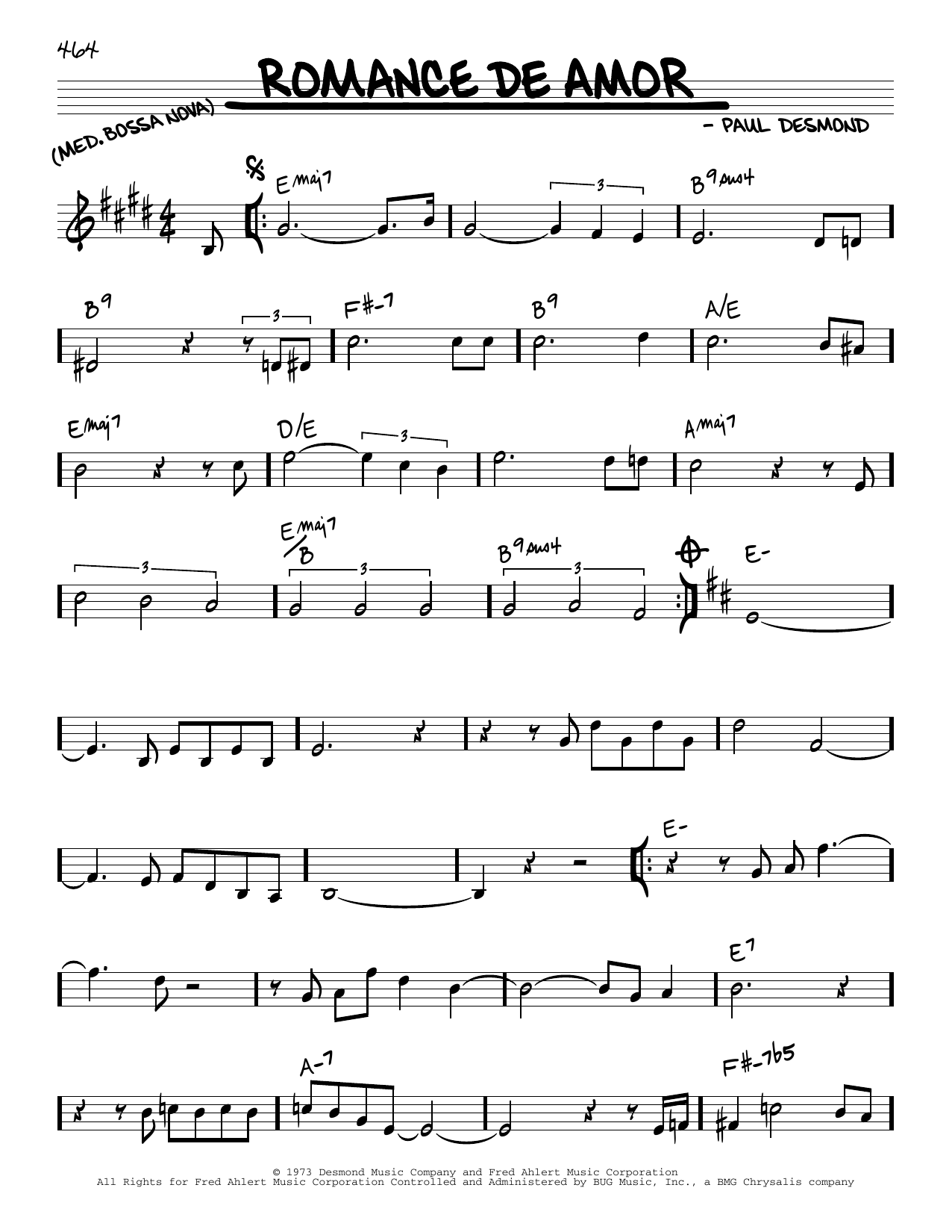 Learn to play Paul Desmond Romance de Amor sheet music for Real Book – Melody & Chords in minutes. Paul Desmond Romance de Amor sheet music preview music notes and score for Real Book – Melody & Chords including 2 page(s)