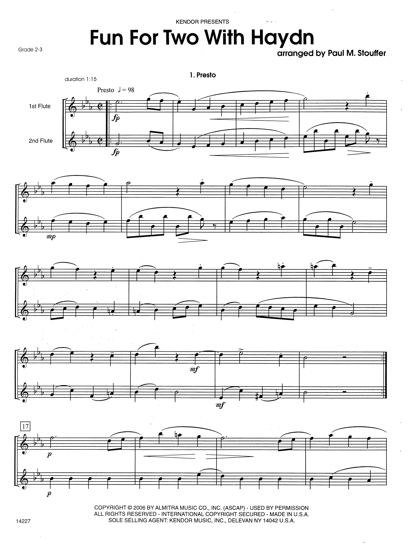 Learn to play Paul M. Stouffer Fun For Two With Haydn sheet music for Woodwind Ensemble in minutes. Paul M. Stouffer Fun For Two With Haydn sheet music preview music notes and score for Woodwind Ensemble including 10 page(s)
