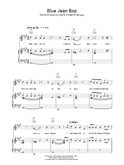 Learn to play Paul McCartney Blue Jean Bop sheet music for Piano, Vocal & Guitar (Right-Hand Melody) in minutes. Paul McCartney Blue Jean Bop sheet music preview music notes and score for Piano, Vocal & Guitar (Right-Hand Melody) including 4 page(s)