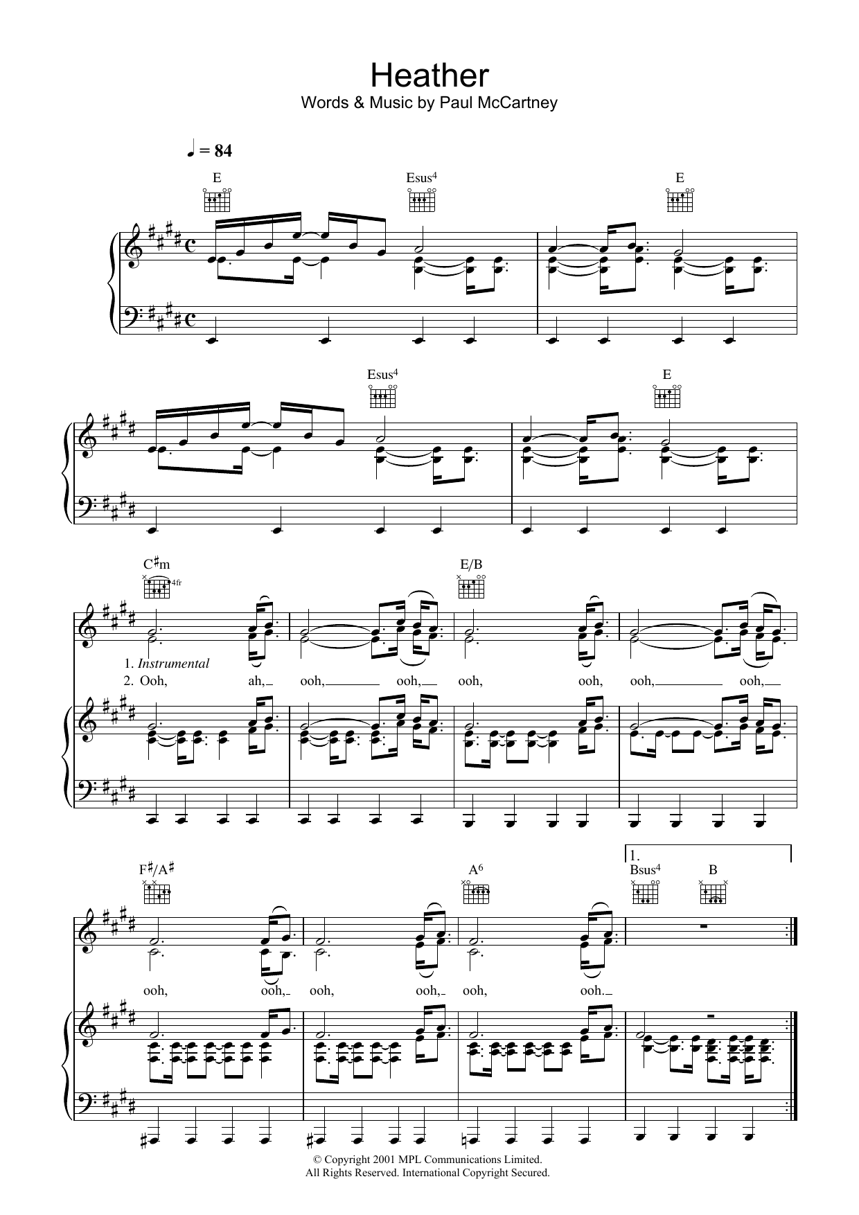 Learn to play Paul McCartney Heather sheet music for Piano, Vocal & Guitar (Right-Hand Melody) in minutes. Paul McCartney Heather sheet music preview music notes and score for Piano, Vocal & Guitar (Right-Hand Melody) including 3 page(s)