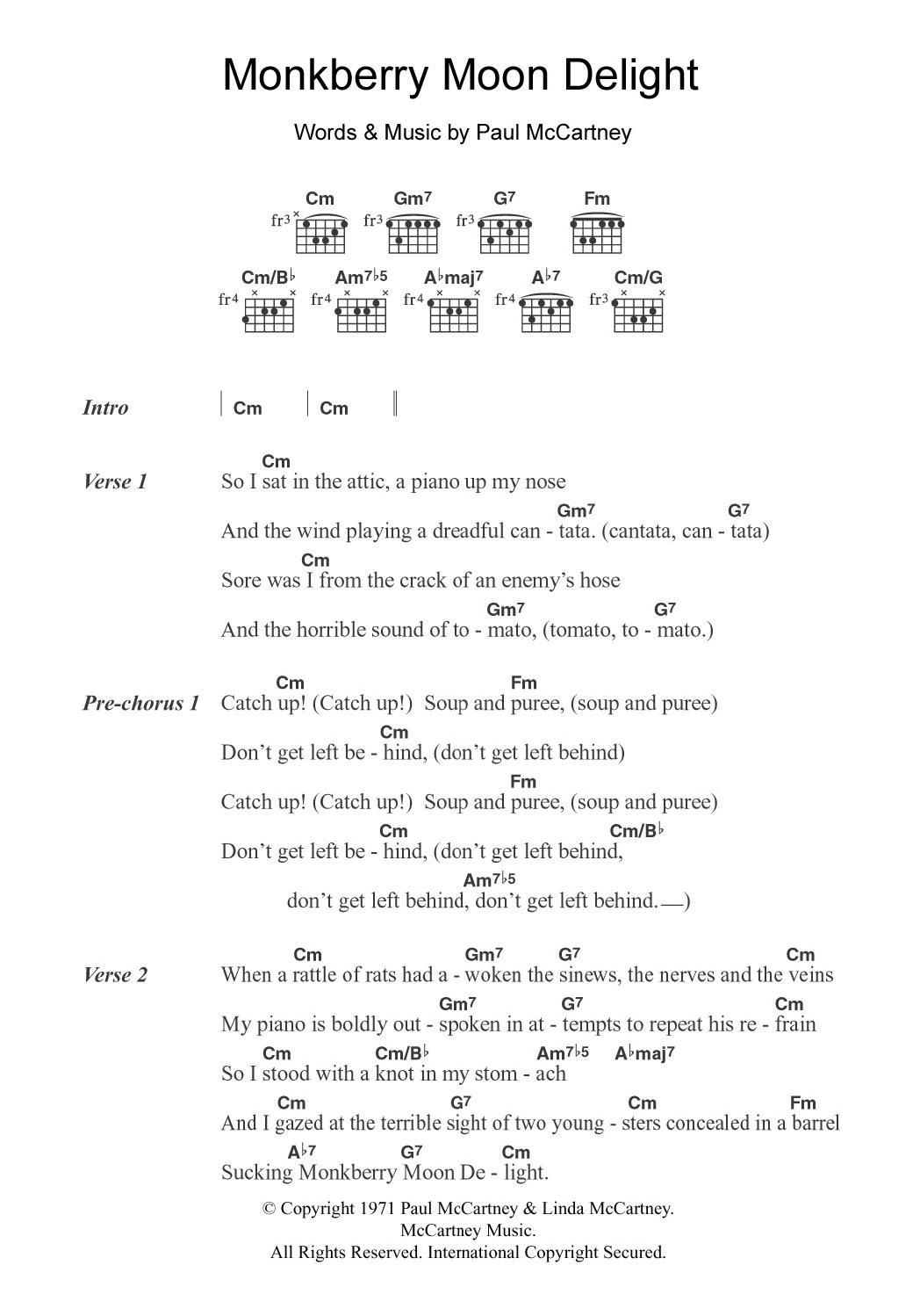 Paul McCartney "Monkberry Moon Delight" Sheet Music | Download.