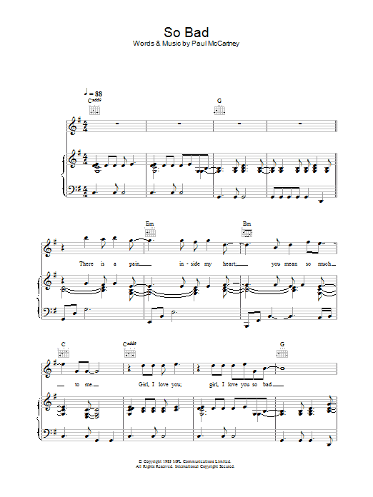 Paul Mccartney So Bad Sheet Music Download Printable Pdf Music Notes Score Chords 26939