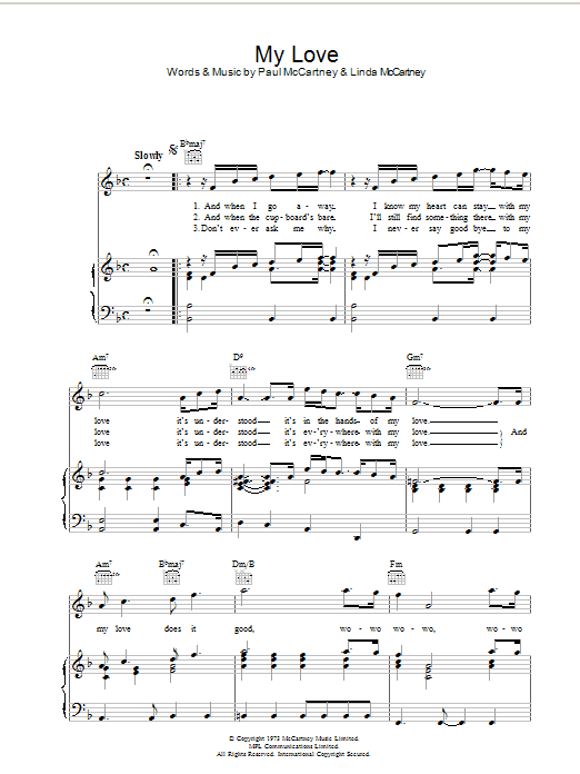 Learn to play Paul McCartney My Love sheet music for Piano, Vocal & Guitar in minutes. Paul McCartney My Love sheet music preview music notes and score for Piano, Vocal & Guitar including 3 page(s)