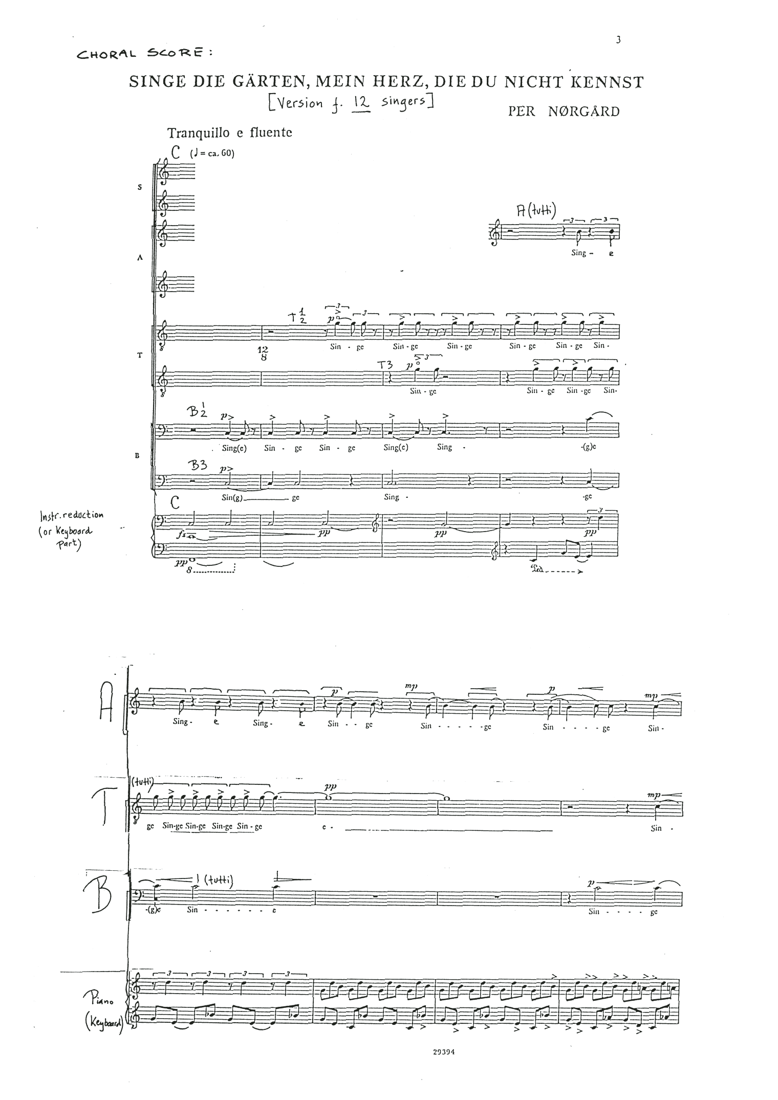 Per Norgard Singe die Gärten, mein Herz, die du nicht kennst (12 Singers) sheet music, chords, lyrics - Printable PDF for Choir