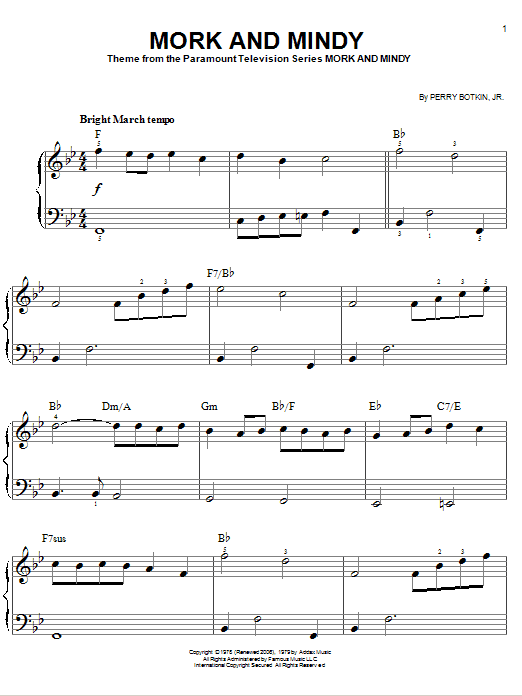 Learn to play Perry Botkin Jr. Mork And Mindy sheet music for Piano in minutes. Perry Botkin Jr. Mork And Mindy sheet music preview music notes and score for Piano including 3 page(s)