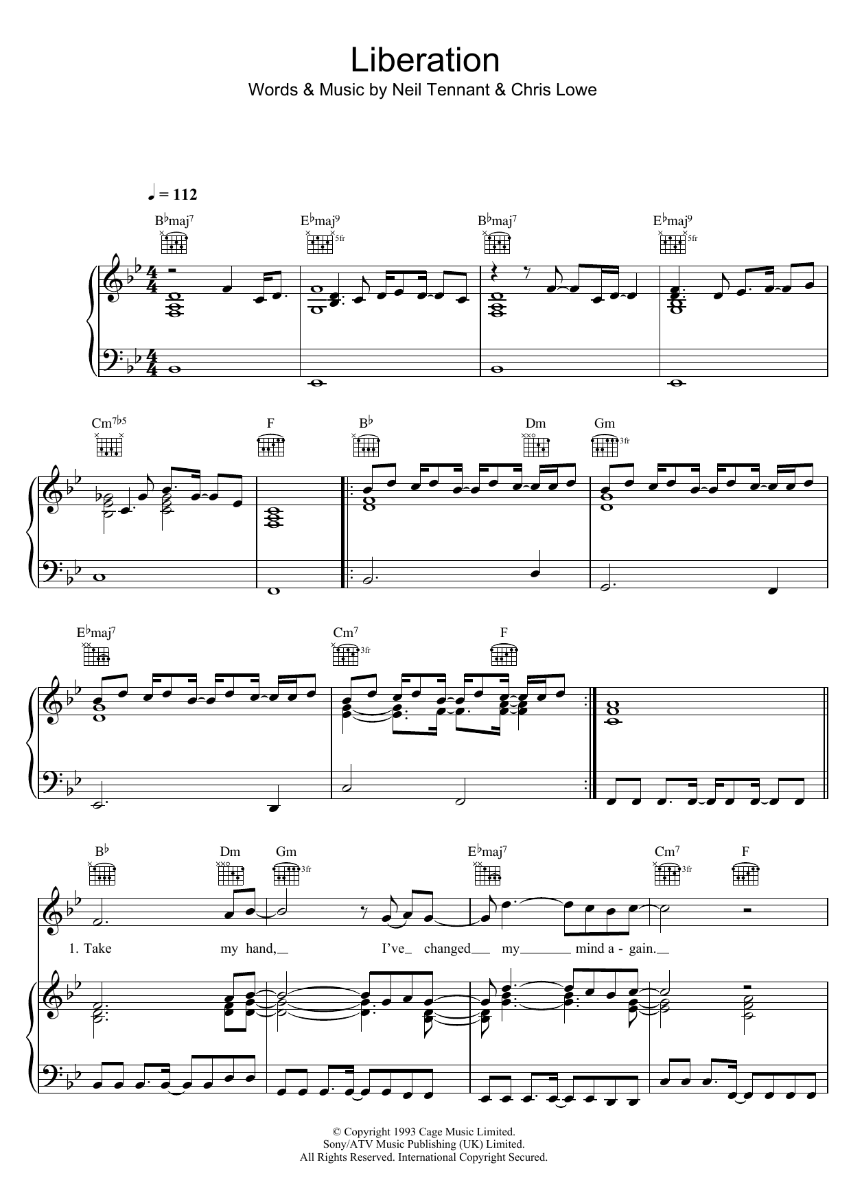 Pet Shop Boys Liberation sheet music, chords, lyrics - Printable PDF for Piano, Vocal & Guitar (Right-Hand Melody)
