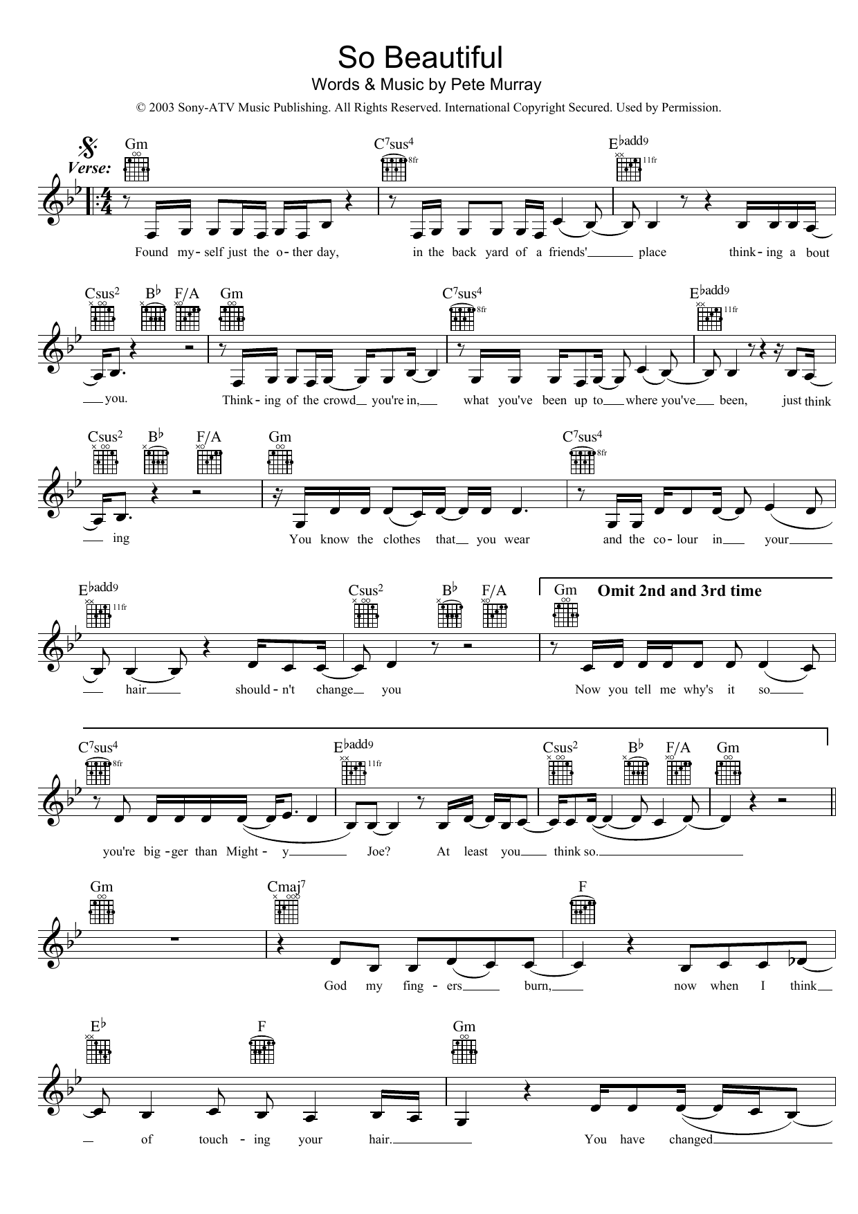 Learn to play Pete Murray So Beautiful sheet music for Melody Line, Lyrics & Chords in minutes. Pete Murray So Beautiful sheet music preview music notes and score for Melody Line, Lyrics & Chords including 2 page(s)