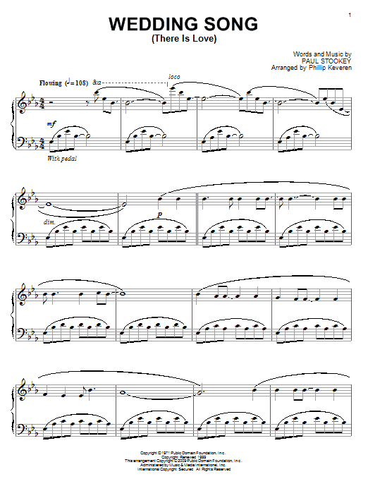 Peter, Paul & Mary Wedding Song (There Is Love) sheet music, chords, lyrics - Printable PDF for Piano