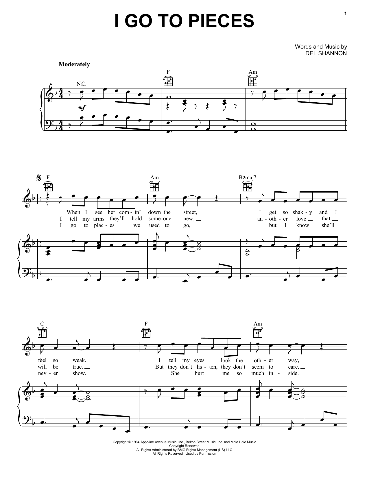 Learn to play Peter & Gordon I Go To Pieces sheet music for Piano, Vocal & Guitar (Right-Hand Melody) in minutes. Peter & Gordon I Go To Pieces sheet music preview music notes and score for Piano, Vocal & Guitar (Right-Hand Melody) including 3 page(s)