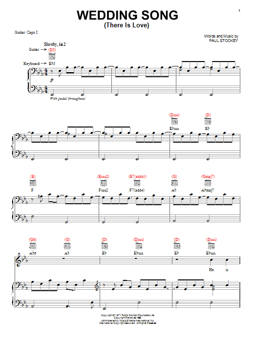 Learn to play Peter, Paul & Mary Wedding Song (There Is Love) sheet music for Easy Piano in minutes. Peter, Paul & Mary Wedding Song (There Is Love) sheet music preview music notes and score for Easy Piano including 7 page(s)