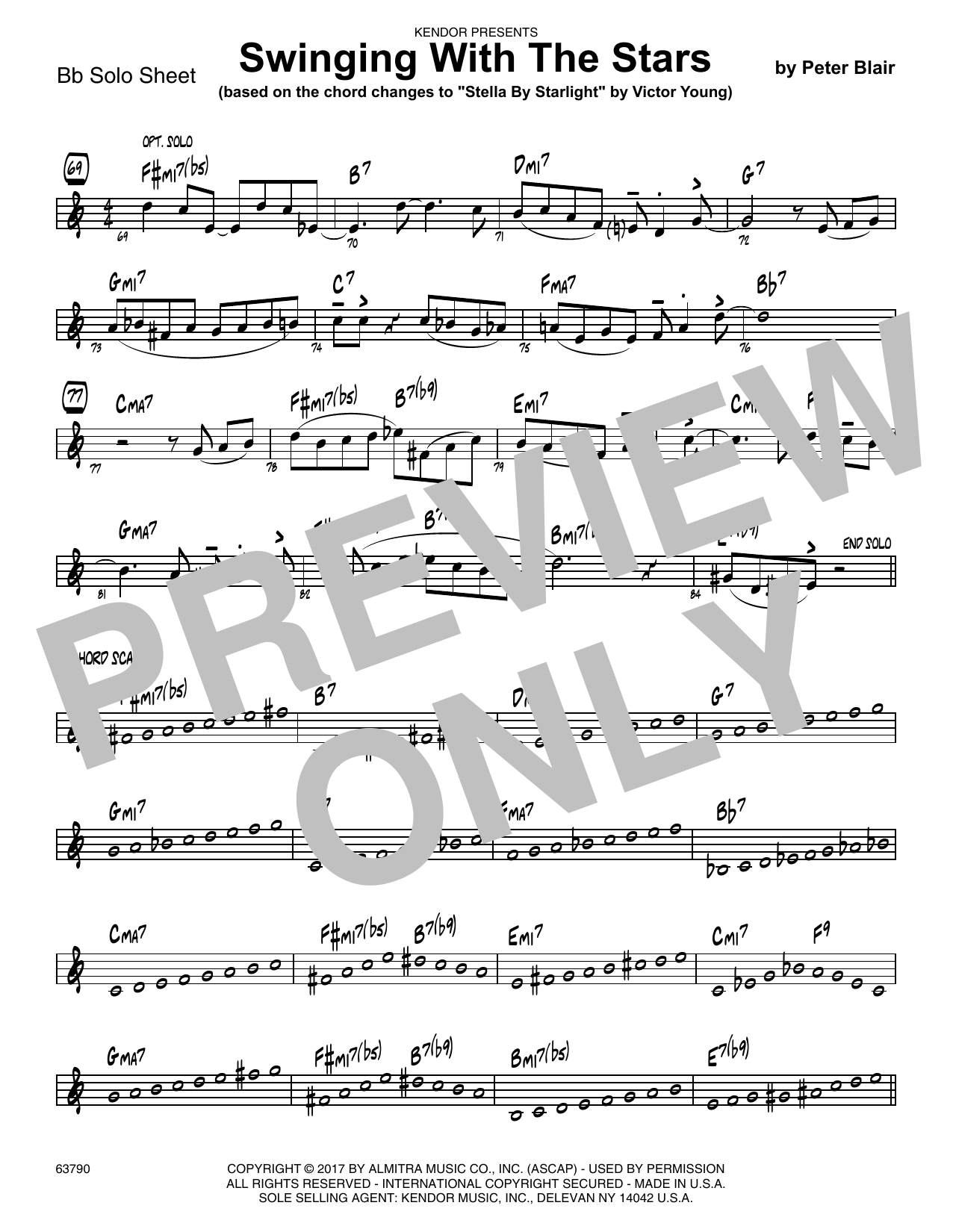 Learn to play Peter Blair Swinging With The Stars (based on Stella By Starlight by Victor Young) - Solo Sheet - Tenor Sax sheet music for Jazz Ensemble in minutes. Peter Blair Swinging With The Stars (based on Stella By Starlight by Victor Young) - Solo Sheet - Tenor Sax sheet music preview music notes and score for Jazz Ensemble including 1 page(s)