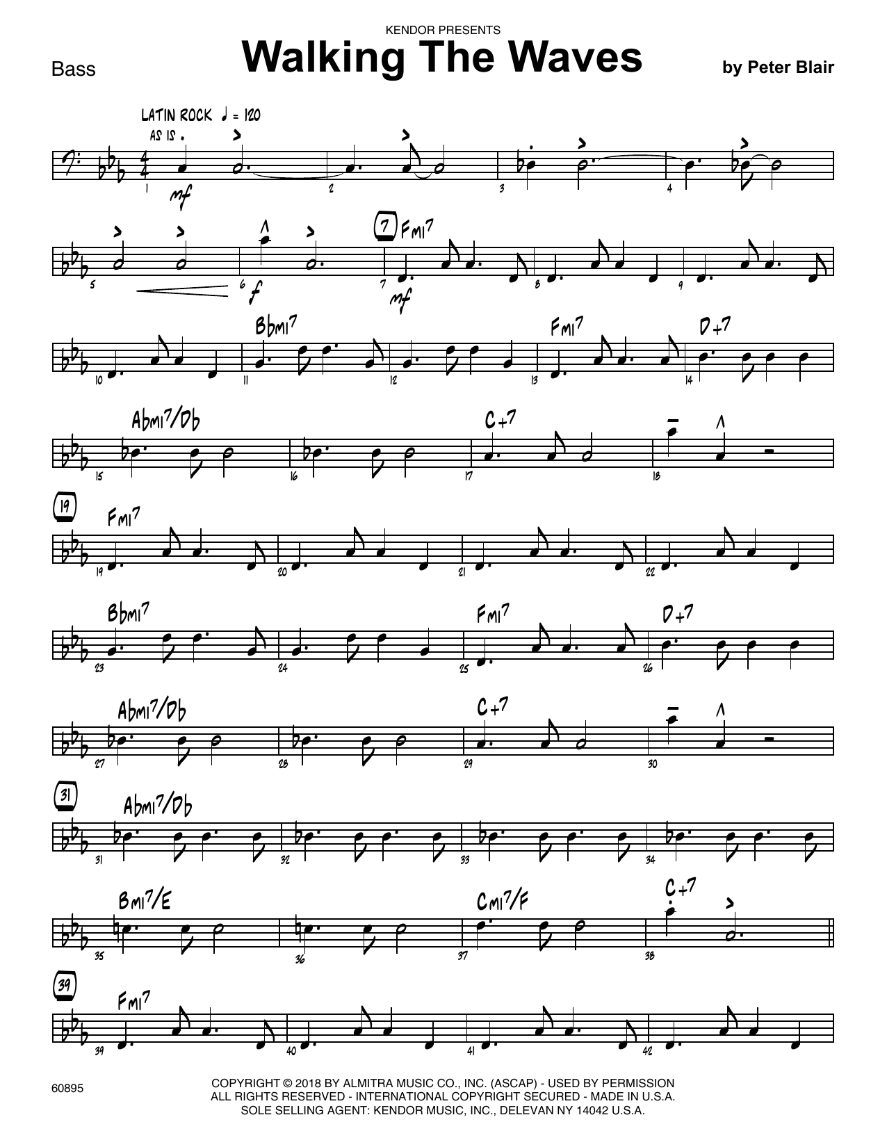 Learn to play Peter Blair Walking The Waves - Bass sheet music for Jazz Ensemble in minutes. Peter Blair Walking The Waves - Bass sheet music preview music notes and score for Jazz Ensemble including 2 page(s)