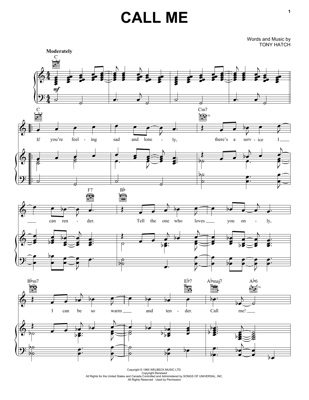 Learn to play Petula Clark Call Me sheet music for Guitar Tab in minutes. Petula Clark Call Me sheet music preview music notes and score for Guitar Tab including 3 page(s)