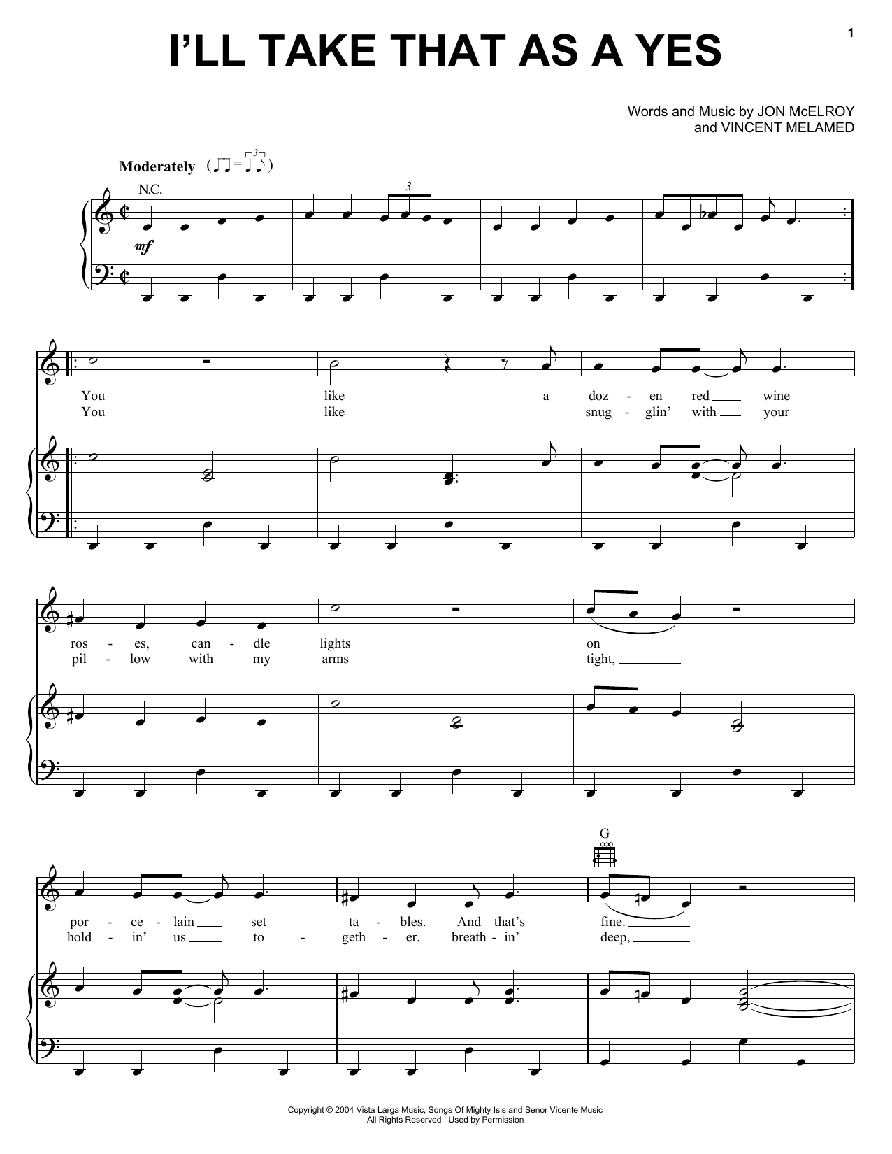Learn to play Phil Vassar I'll Take That As A Yes sheet music for Piano, Vocal & Guitar (Right-Hand Melody) in minutes. Phil Vassar I'll Take That As A Yes sheet music preview music notes and score for Piano, Vocal & Guitar (Right-Hand Melody) including 7 page(s)