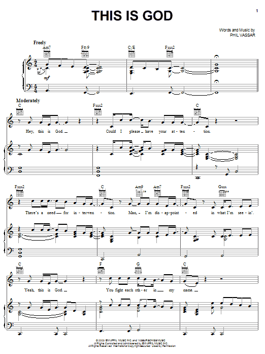 Learn to play Phil Vassar This Is God sheet music for Piano, Vocal & Guitar (Right-Hand Melody) in minutes. Phil Vassar This Is God sheet music preview music notes and score for Piano, Vocal & Guitar (Right-Hand Melody) including 5 page(s)