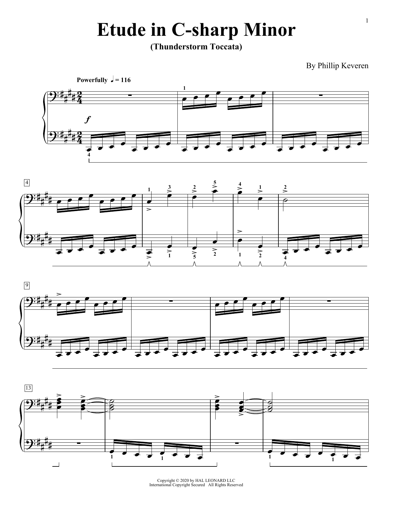 Phillip Keveren Etude In C-Sharp Minor (Thunderstorm Toccata) sheet music, chords, lyrics - Printable PDF for Piano Solo