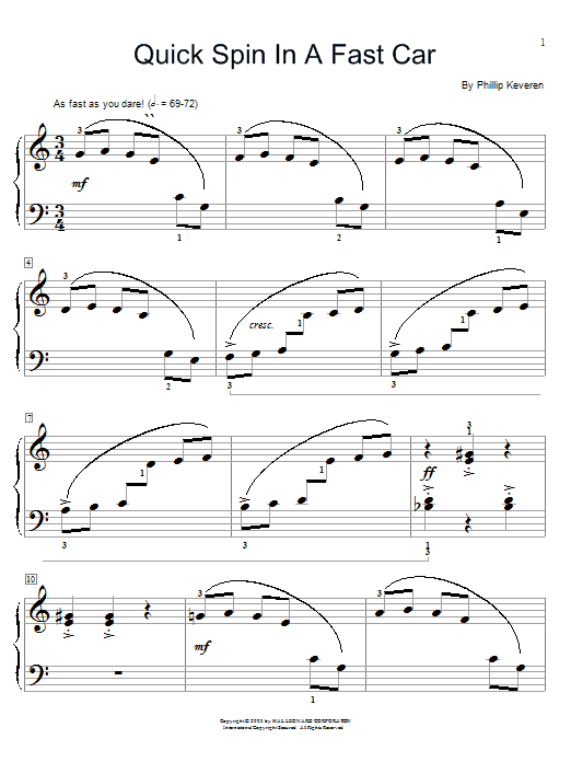 Learn to play Phillip Keveren Quick Spin In A Fast Car sheet music for Easy Piano in minutes. Phillip Keveren Quick Spin In A Fast Car sheet music preview music notes and score for Easy Piano including 4 page(s)