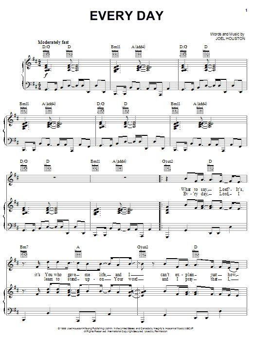 Phillips, Craig & Dean Everyday sheet music, chords, lyrics - Printable PDF for Melody Line, Lyrics & Chords