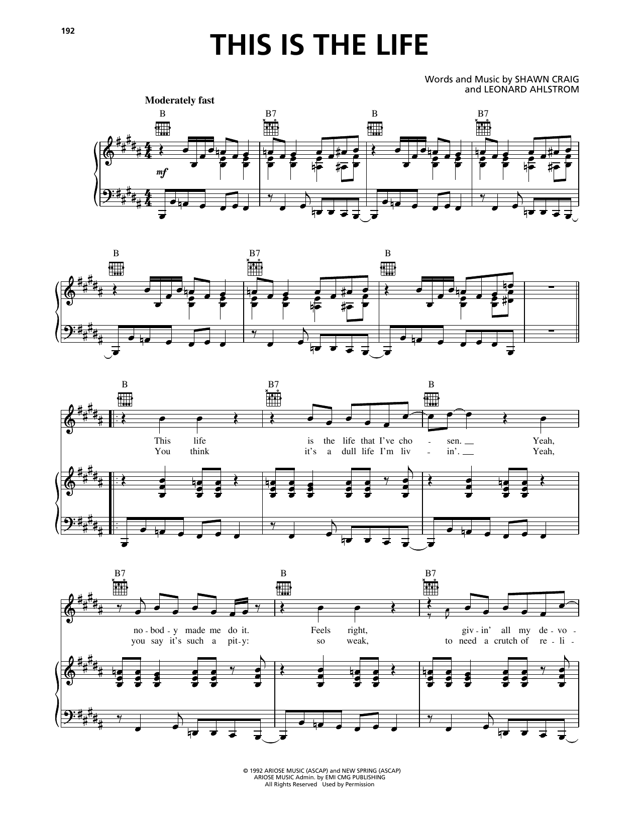 Phillips, Craig & Dean This Is The Life sheet music, chords, lyrics - Printable PDF for Piano, Vocal & Guitar Chords (Right-Hand Melody)