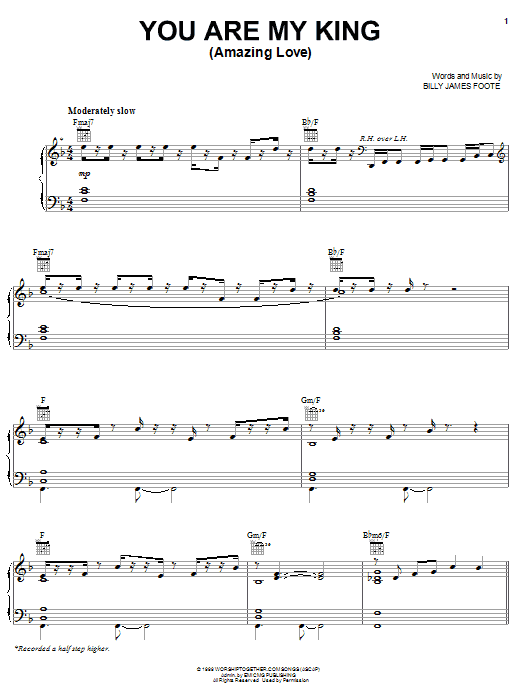 Phillips, Craig & Dean You Are My King (Amazing Love) sheet music, chords, lyrics - Printable PDF for Piano, Vocal & Guitar (Right-Hand Melody)