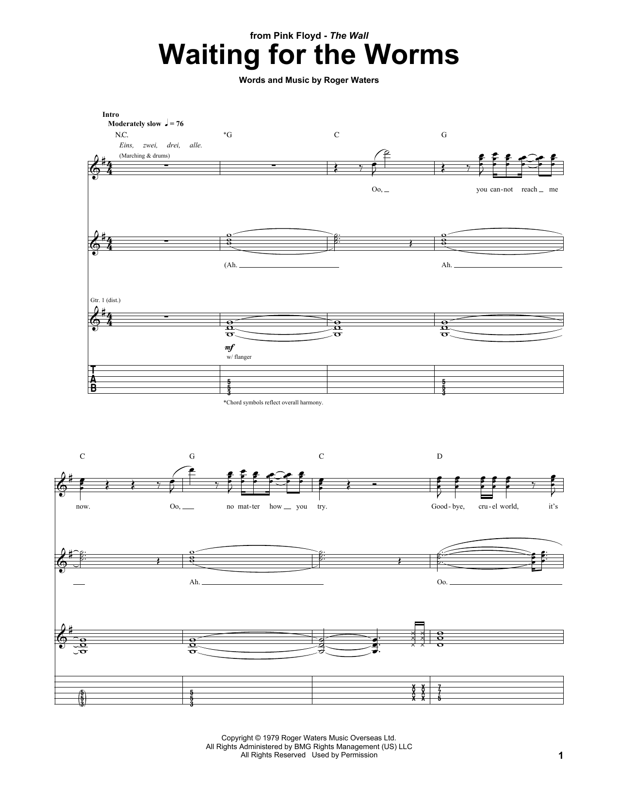 Pink Floyd Waiting For The Worms sheet music, chords, lyrics - Printable PDF for Guitar Tab