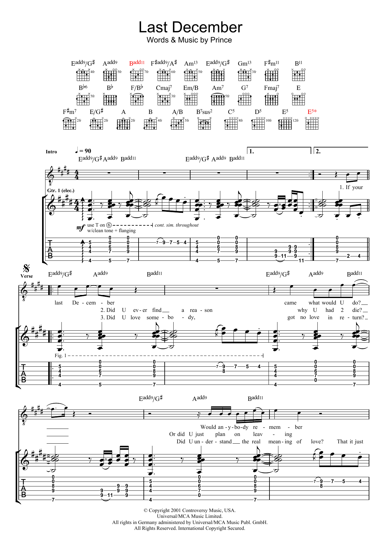 Learn to play Prince Last December sheet music for Guitar Tab in minutes. Prince Last December sheet music preview music notes and score for Guitar Tab including 9 page(s)
