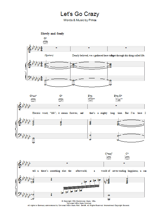 Learn to play Prince Let's Go Crazy sheet music for Bass Guitar Tab in minutes. Prince Let's Go Crazy sheet music preview music notes and score for Bass Guitar Tab including 7 page(s)