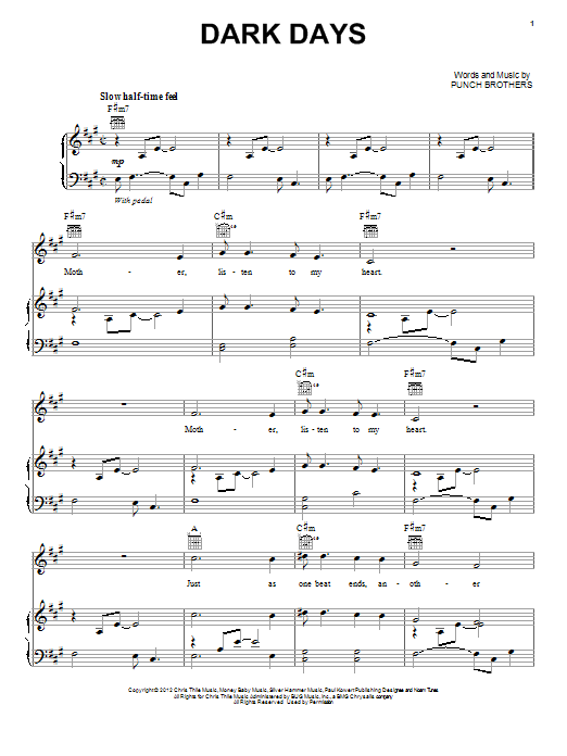 Learn to play Punch Brothers Dark Days sheet music for Guitar Tab in minutes. Punch Brothers Dark Days sheet music preview music notes and score for Guitar Tab including 9 page(s)