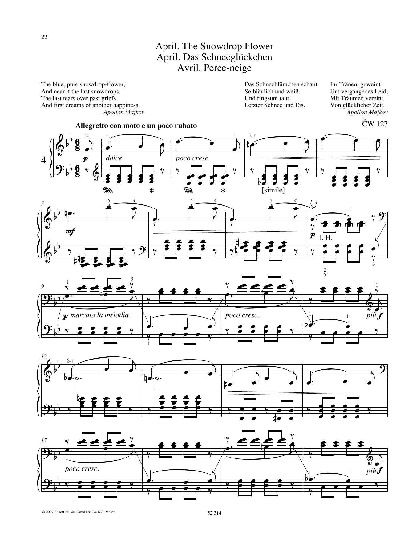 Learn to play Pyotr Il'yich Tchaikovsky April sheet music for Piano Solo in minutes. Pyotr Il'yich Tchaikovsky April sheet music preview music notes and score for Piano Solo including 4 page(s)