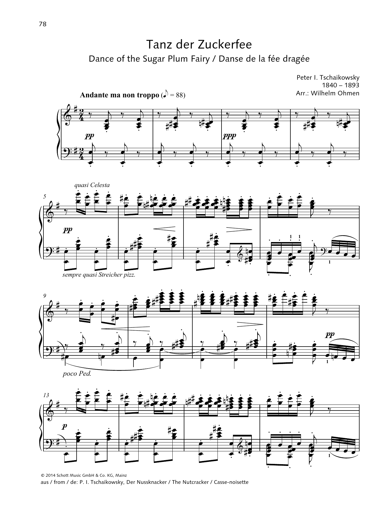 Pyotr Ilyich Tchaikovsky Dance Of The Sugar Plum Fairy (from The Nutcracker) sheet music preview music notes and score for Piano including 3 page(s)