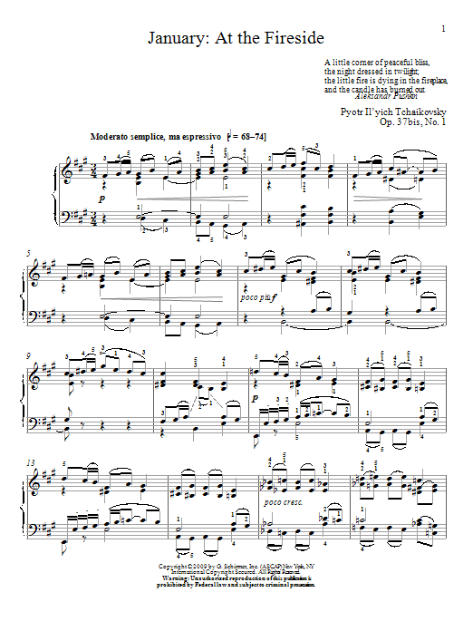 Learn to play Pyotr Ilyich Tchaikovsky At The Fireside sheet music for Piano in minutes. Pyotr Ilyich Tchaikovsky At The Fireside sheet music preview music notes and score for Piano including 7 page(s)