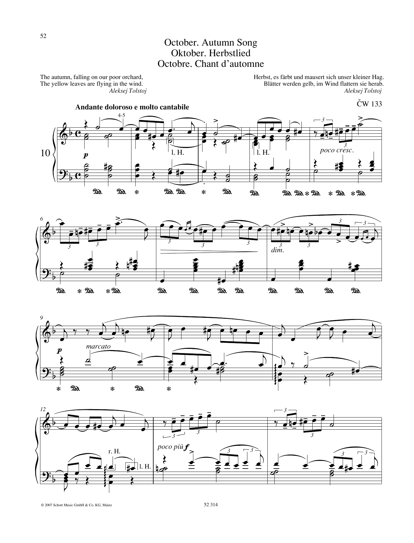 Learn to play Pyotr Il'yich Tchaikovsky October sheet music for Piano Solo in minutes. Pyotr Il'yich Tchaikovsky October sheet music preview music notes and score for Piano Solo including 4 page(s)