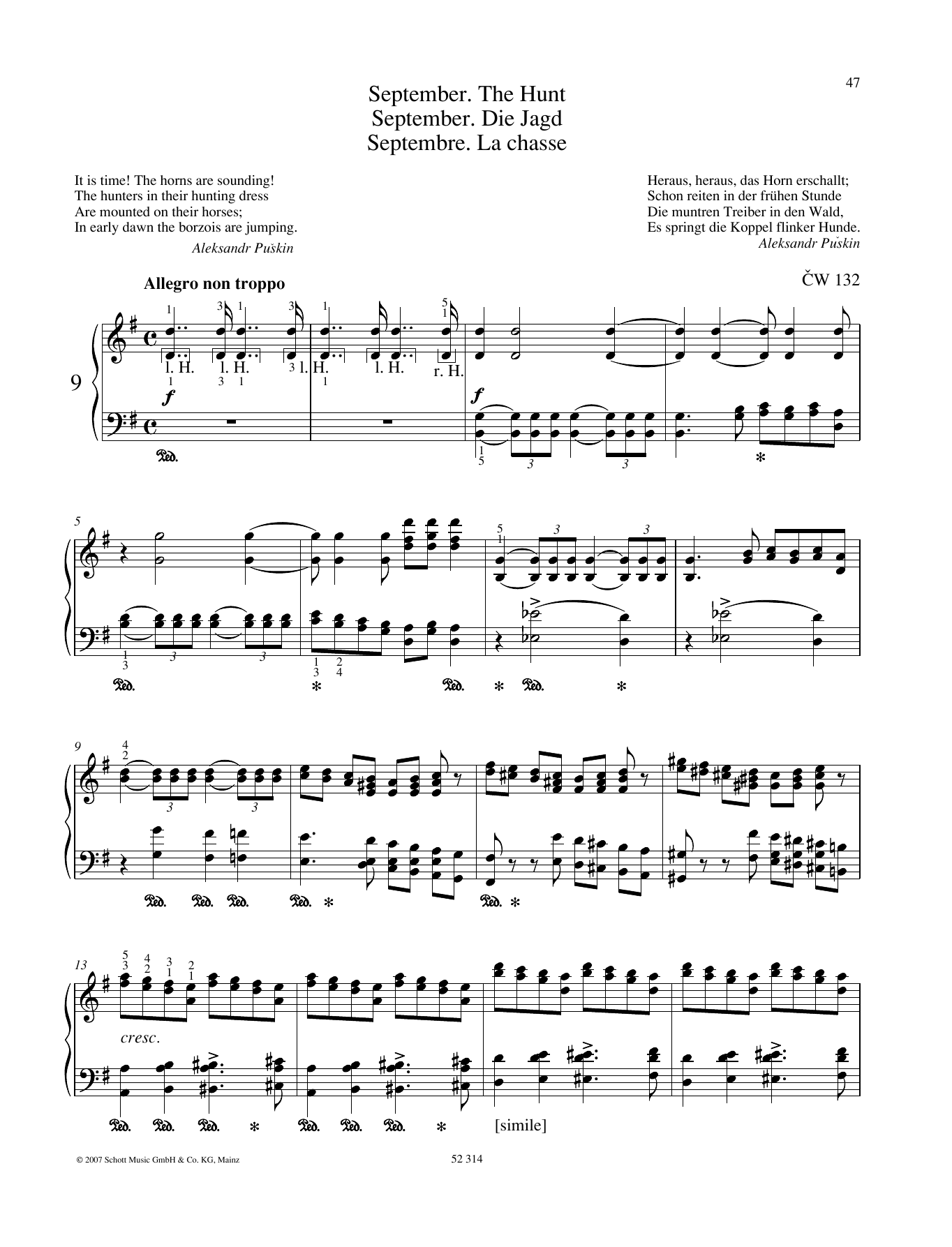 Learn to play Pyotr Il'yich Tchaikovsky September sheet music for Piano Solo in minutes. Pyotr Il'yich Tchaikovsky September sheet music preview music notes and score for Piano Solo including 5 page(s)