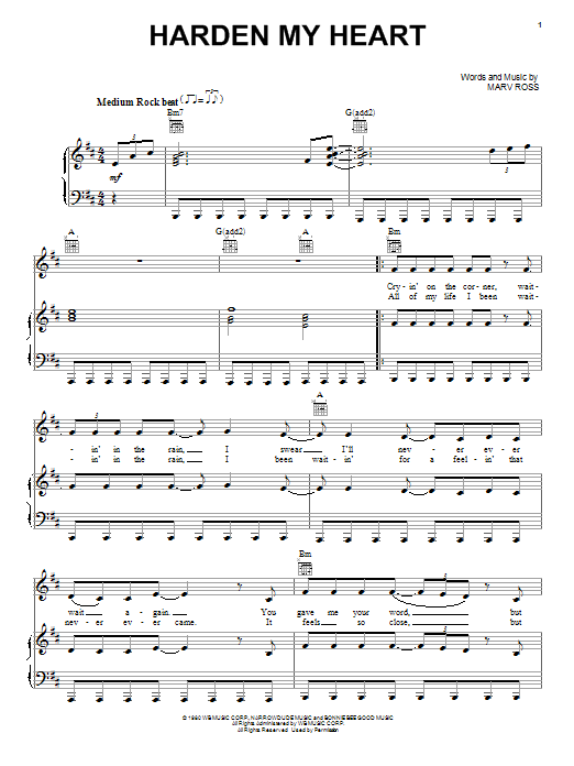 Learn to play Quarterflash Harden My Heart sheet music for Piano, Vocal & Guitar (Right-Hand Melody) in minutes. Quarterflash Harden My Heart sheet music preview music notes and score for Piano, Vocal & Guitar (Right-Hand Melody) including 3 page(s)