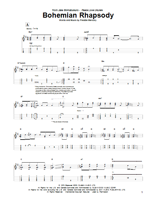 Learn to play Jake Shimabukuro Bohemian Rhapsody sheet music for Ukulele in minutes. Jake Shimabukuro Bohemian Rhapsody sheet music preview music notes and score for Ukulele including 10 page(s)