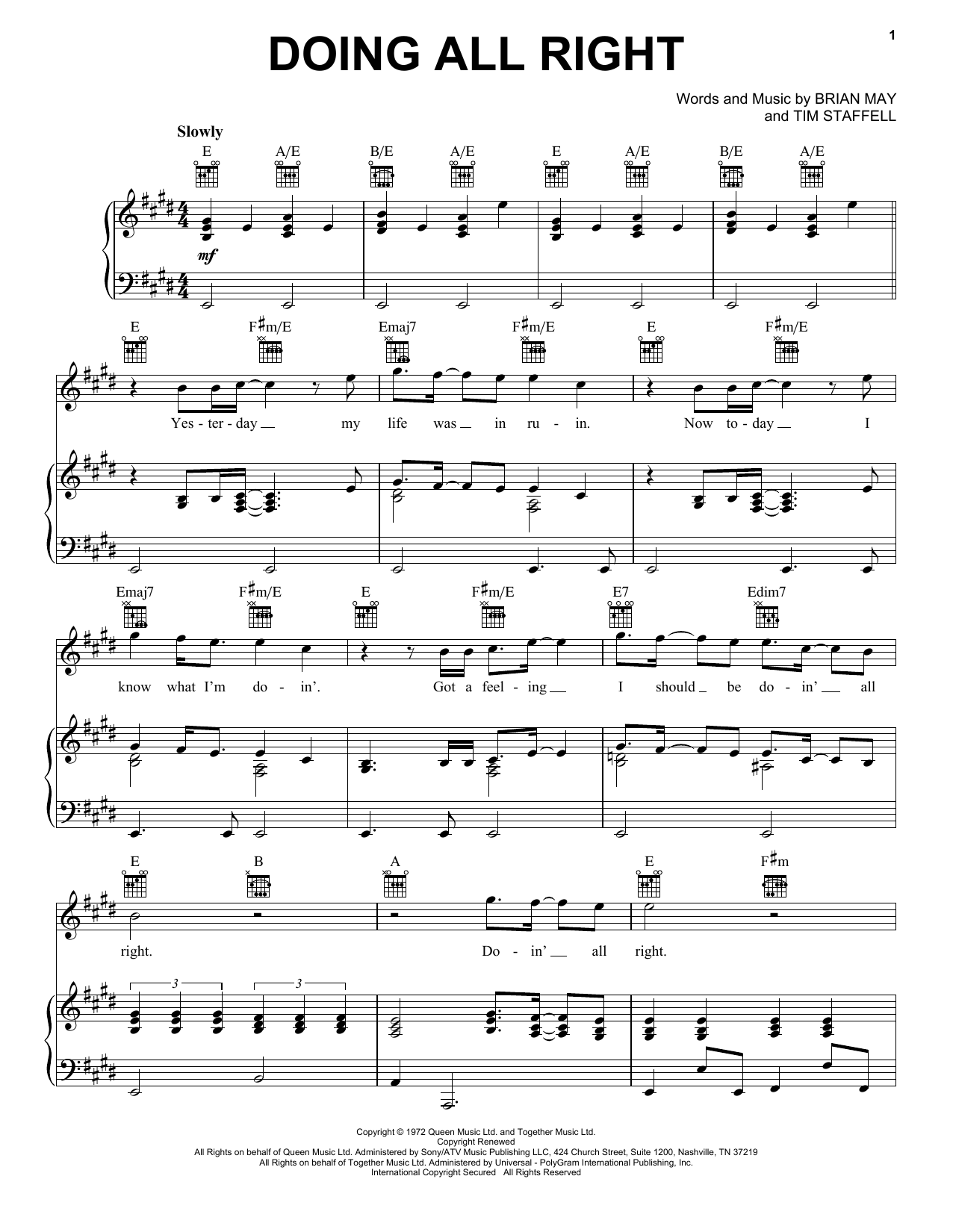 Learn to play Queen Doing All Right sheet music for Super Easy Piano in minutes. Queen Doing All Right sheet music preview music notes and score for Super Easy Piano including 1 page(s)